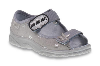 969X122 25 - dívčí sandálek s patou, šedý, hvězdy