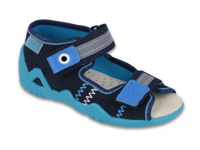 250P074 18 - chl.sandálek 2SZ, tm.modrá,kož.stélka
