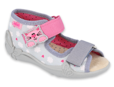 342P009 18 - dívčí sandálky, kožená stélka,kočička