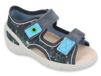 065P127 20 - SUNNY chlapecké sandálky šedé, tečky