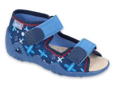 350P008 18 -chlapecké sandálky modré,kožená stélka