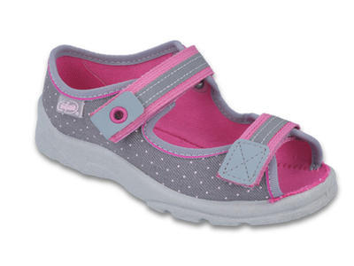 969X126 25 - dívčí sandálek s patou, šedý,bí.tečky