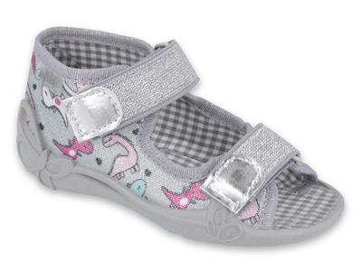 242P105 18 - dívčí sandálky Befado stříbrné, dino