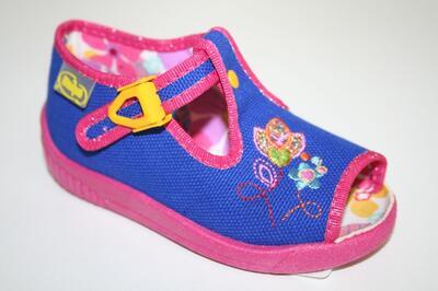 631P220 18 - dívčí sandálek, stř.modrá, kytičky