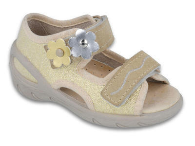 065P121 20 - SUNNY dív.sandálky, zlatá , kytičky