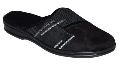 953M023 40 - pantofle PARYS ZŠ Befado, černé, čáry