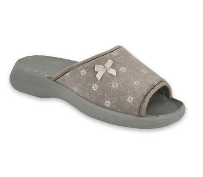 442D196 - dámské pantofle Befado OLIVIA OŠ šedá, kytičky s mašli