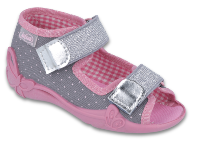 242P082 20 - dívčí sandálky Befado šedé, tečky
