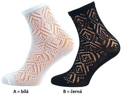 1096 A - dámské krajkové ponožky, 24-25 BÍLÁ