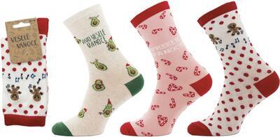 NOVIA-1099 Dámské vánoční ponožky, lycra, 36-40