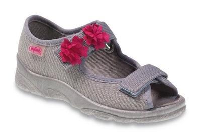 969X103 27 - dívčí sandálek s patou,šedá,2 kytičky