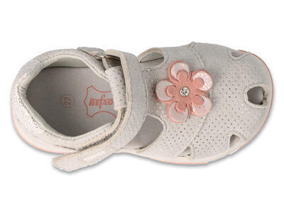 170P071 - dívčí sandálky BALERINA světle šedé, kytička - 2